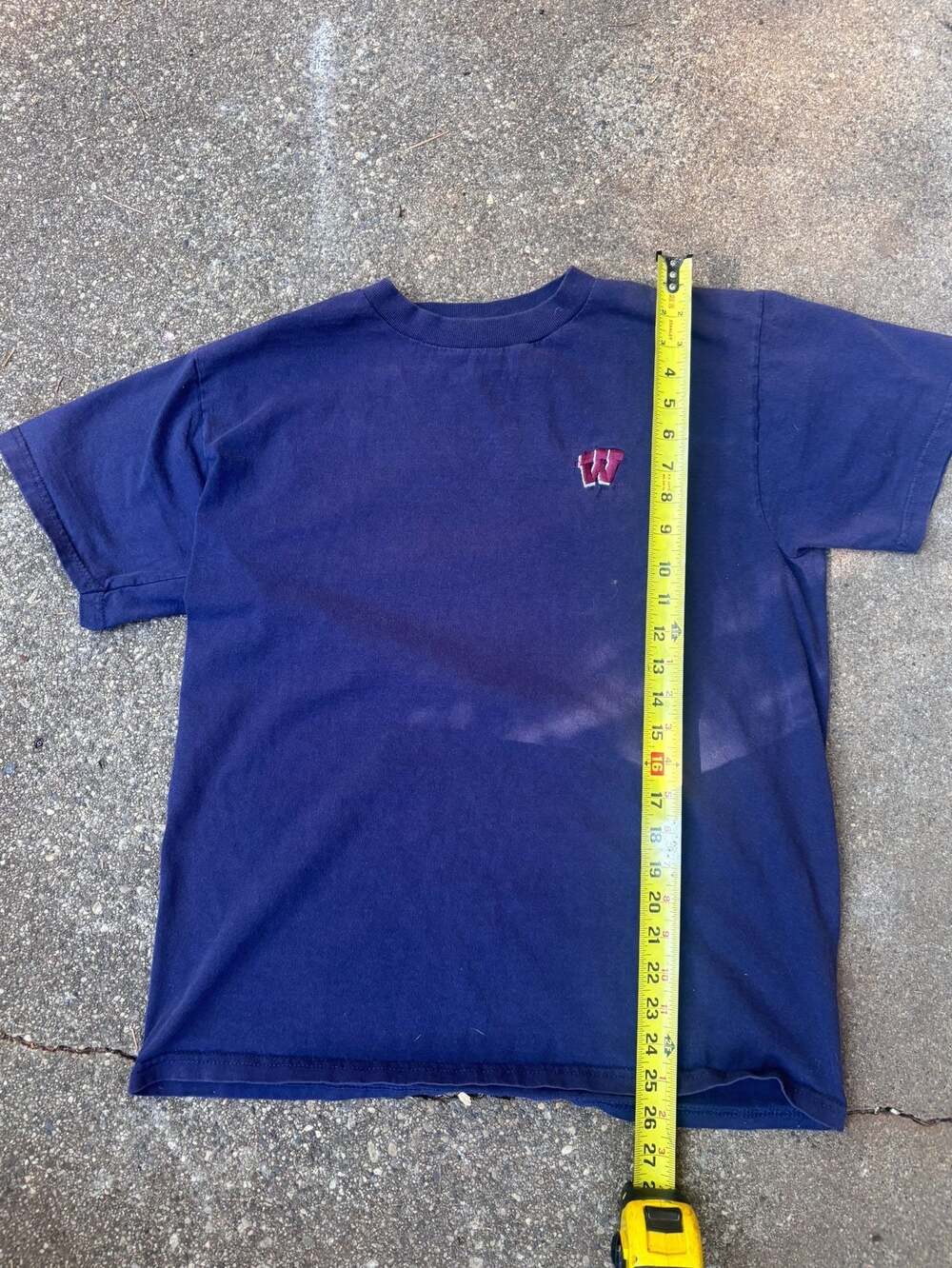 Vintage Delta Pro Weight Navy Blue Short Sleeve T-Shirt with Embroidered W Logo